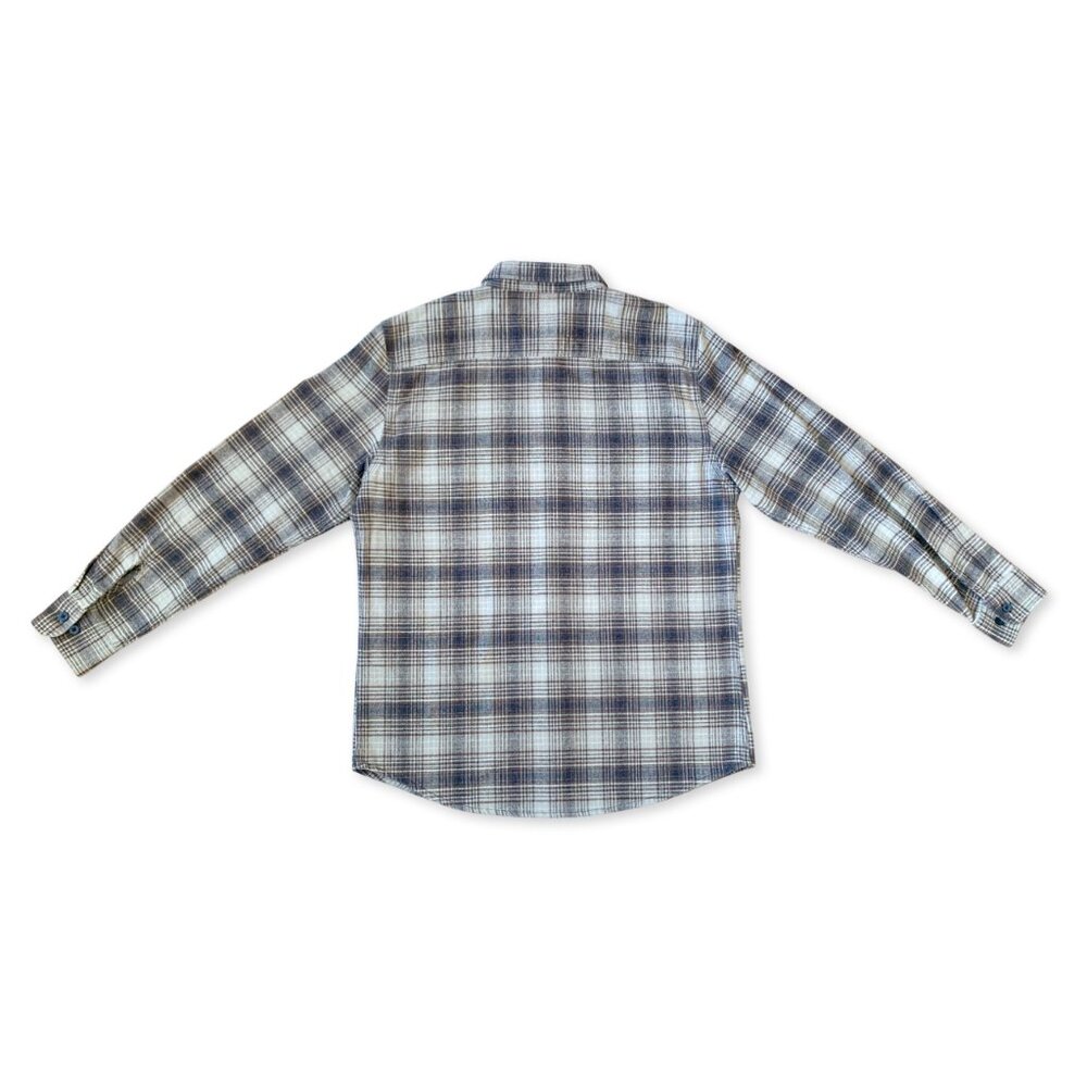 Brixton Bowery Plaid Flannel Long Sleeve Button Up Shirt Grey Business Casual - Picture 6 of 12